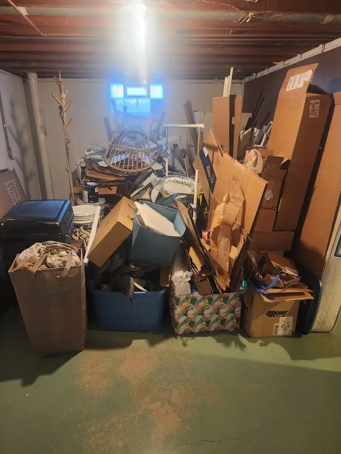 Roll-off dumpster container at job site for Roll Off Dumpster Rental in Fredon